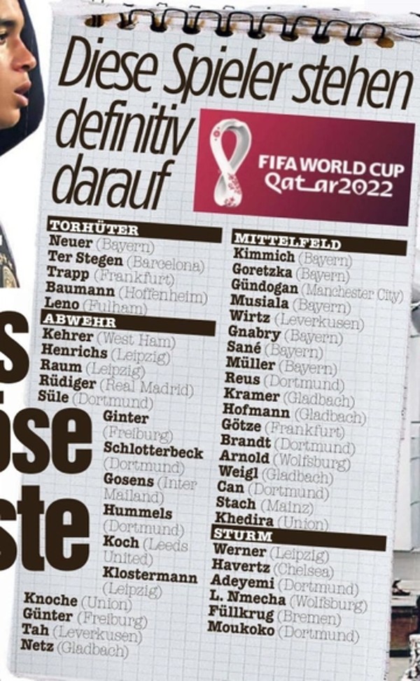 Sport Bild tiết lộ một số cái tên trong danh sách sơ bộ tuyển Đức trước World Cup 2022.