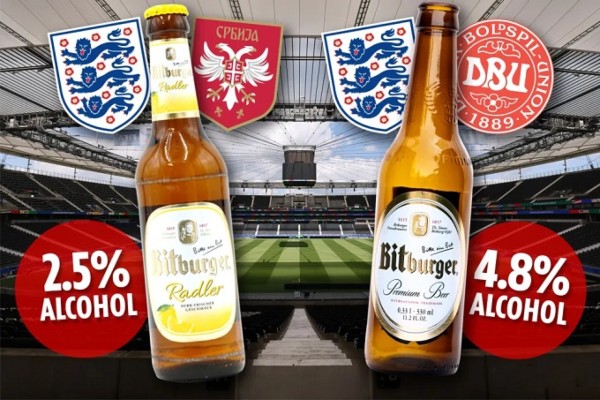 Bia có nồng độ cồn 4,8% sẽ được bán phục vụ CĐV ở trận Đan Mạch - Anh