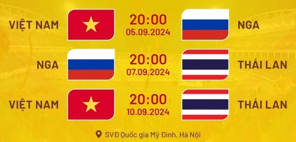 Lịch thi đấu giao hữu của tuyển Việt Nam.